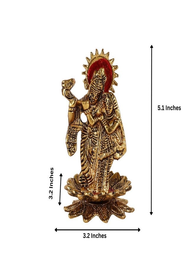 HEYEARTH Radha Krishna on Lotus Metal Statues | Figurine Idol for Home | Lord Krishna Metal Statue | janmashtami | bal Gopal Photo Decorative | Pooja Room Gift Stand - Image 5